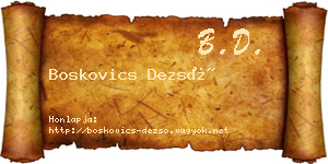 Boskovics Dezső névjegykártya